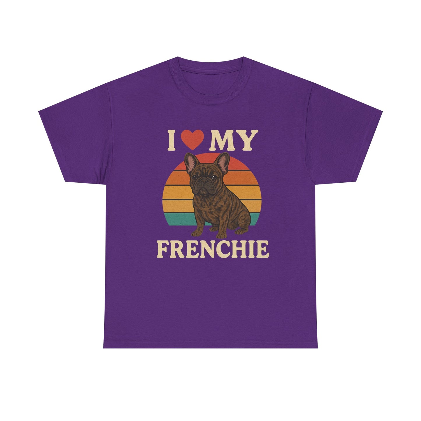 I Love My Frenchie T-Shirt | Retro French Bulldog Tee | Vintage Dog Lover Gift | Frenchie Mom & Dad Shirt | Brindle Bulldog Graphic Top
