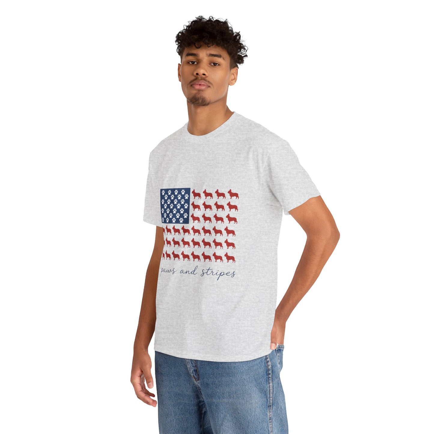 Paws and Stripes Shirt, Patriotic French Bulldog Tee, Frenchie American Flag Shirt, 4th of July Dog Lover Gift, USA Frenchie Tee
