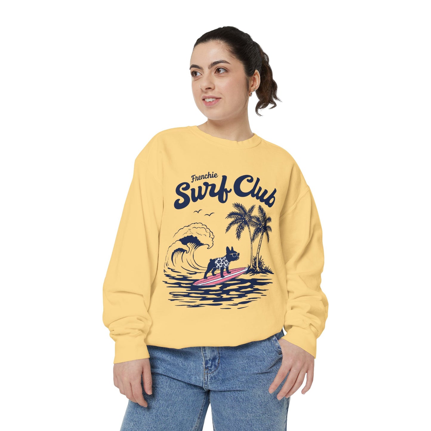 Surf Club Sweatshirt — Frenchie Surfing Graphic Crewneck