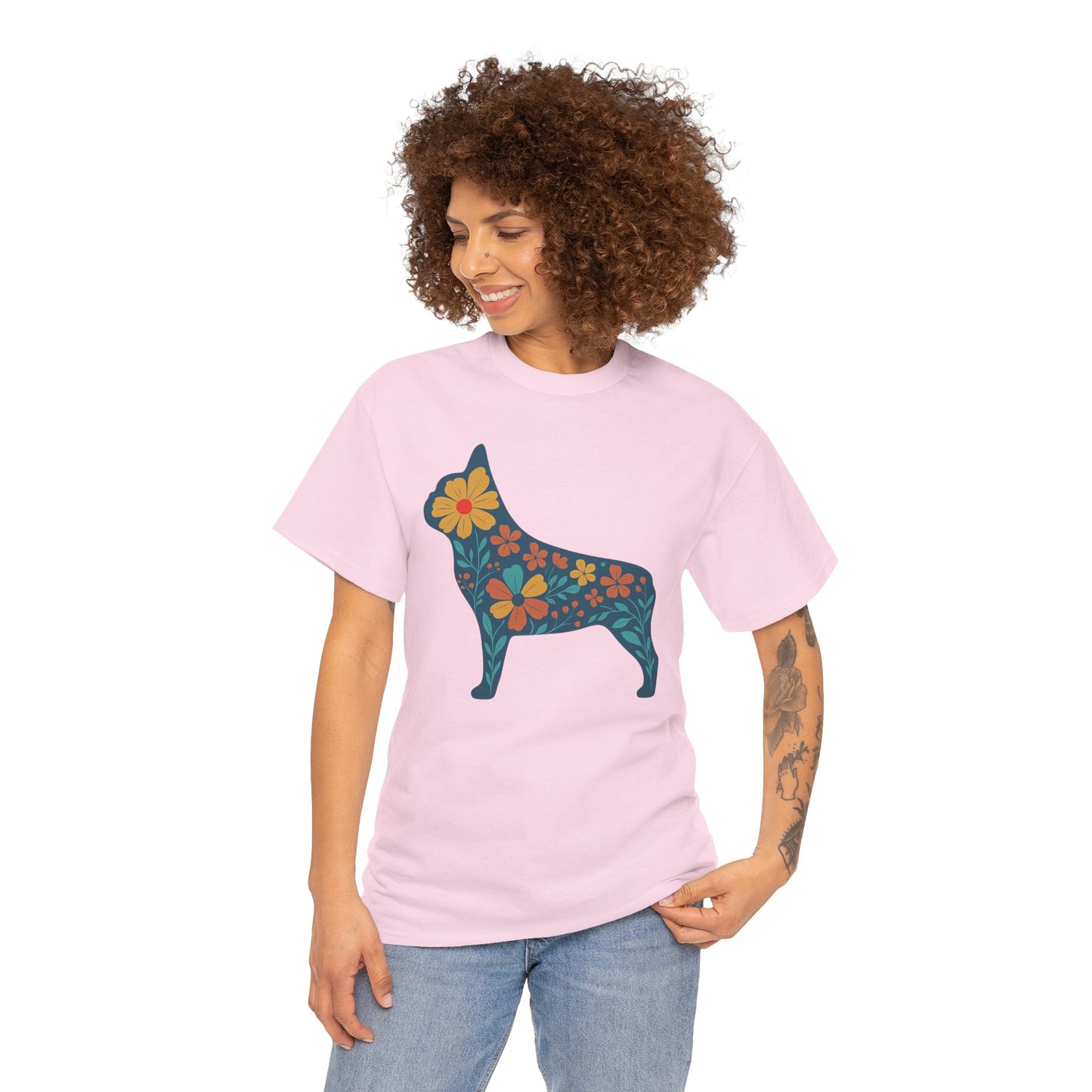 Floral Frenchie T-Shirt | Bright Flower French Bulldog Tee | Cute Dog Lover Shirt | Retro Pet Mom Gift | Boho Botanical Frenchie Graphic Tee