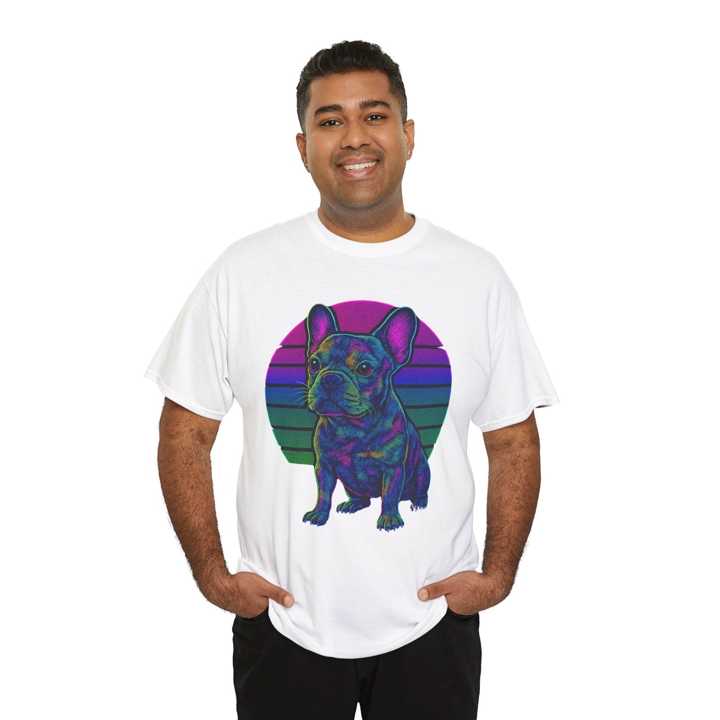 Neon French Bulldog T-Shirt | Retro 80s Frenchie Tee | Colorful Dog Lover Shirt | Electric Frenchie Gift for Men & Women