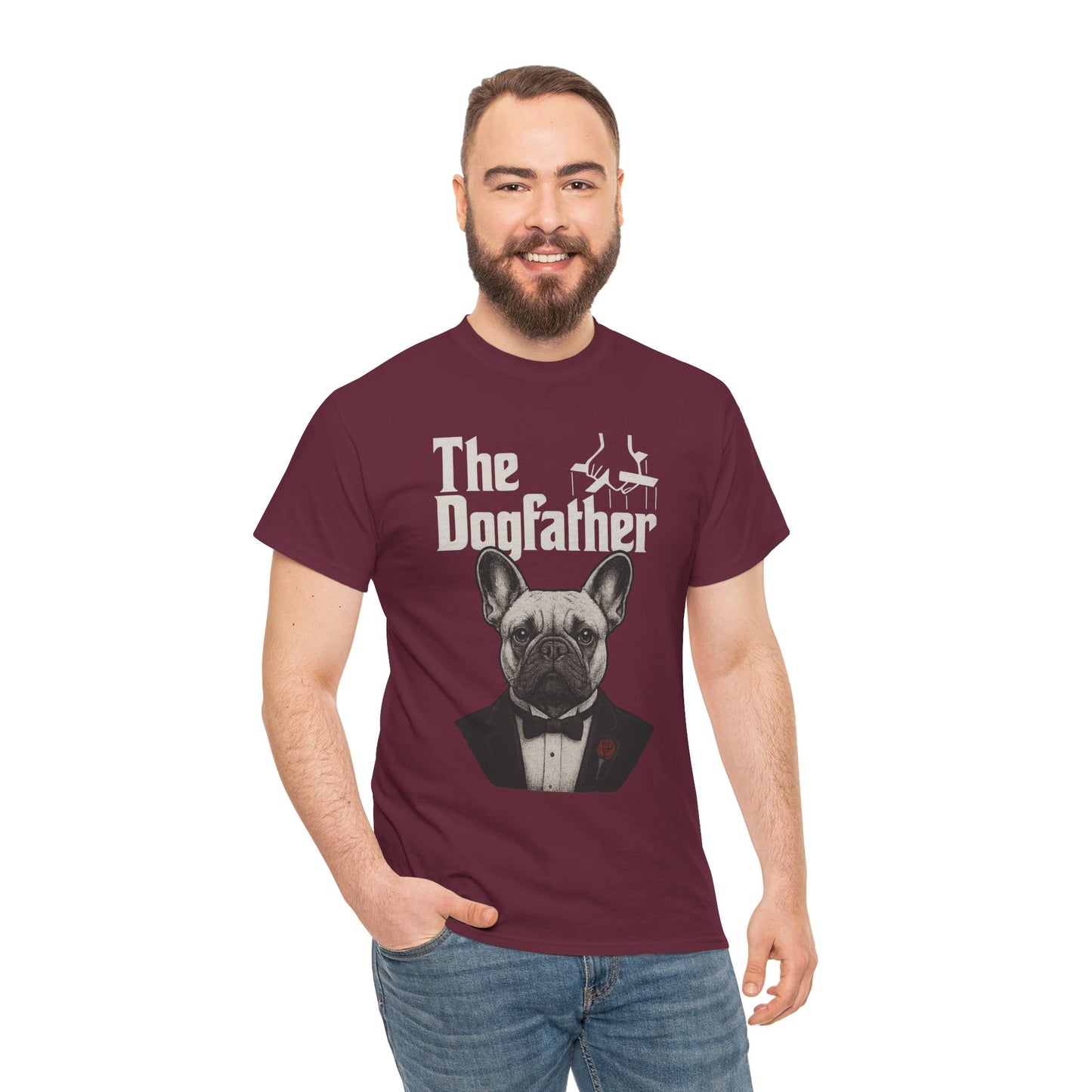 The Dogfather French Bulldog T-Shirt | Funny Dog Dad Tee | Frenchie Lover Gift | Mafia Style Pet Parent Graphic Shirt