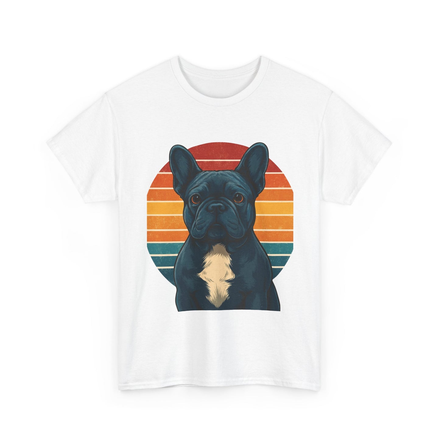 Retro Blue French Bulldog T-Shirt | Vintage Frenchie Dog Tee | 70s Sunset Graphic Shirt | Frenchie Lover Gift | Cute Pet Owner Apparel