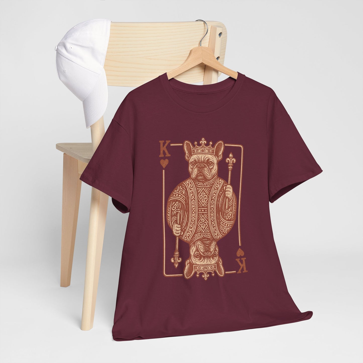 King French Bulldog Shirt, Frenchie Playing Card Tee, Royal Frenchie T-Shirt, Vintage French Bulldog Graphic Shirt, Dog Lover Gift, King of Hearts Frenchie Tee