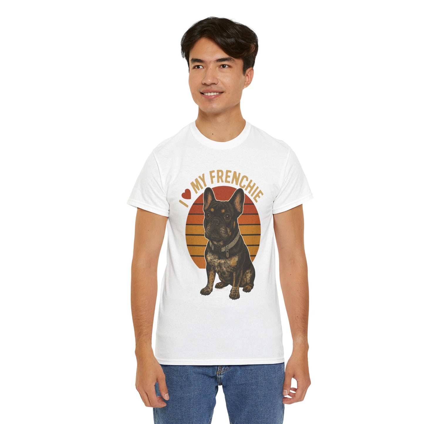 I Love My Frenchie T-Shirt | Retro French Bulldog Tee | Black & Tan Frenchie Gift | Vintage Dog Lover Shirt for Frenchie Moms & Dads