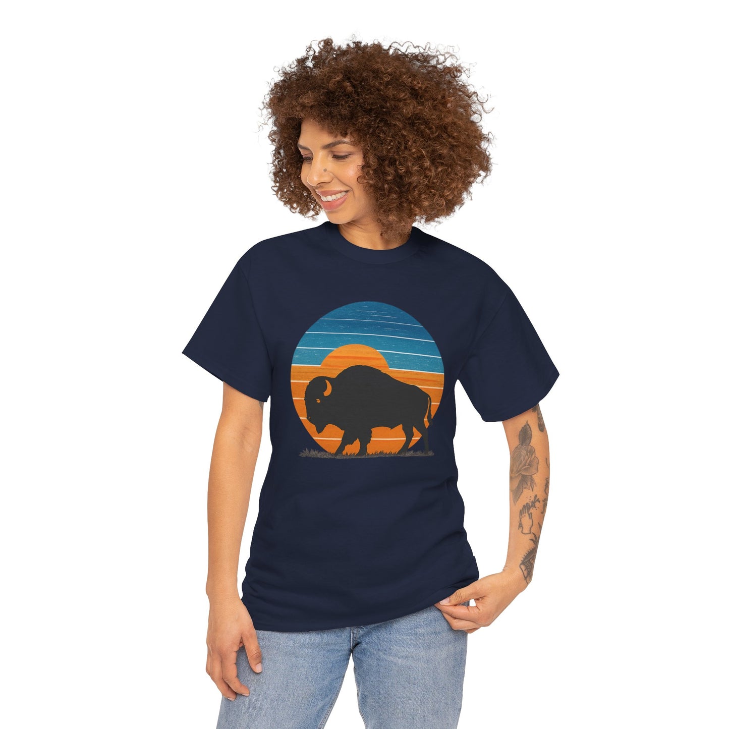 Oklahoma Bison Sunset Shirt | Retro Buffalo Tee | OKC Basketball Colors T-Shirt