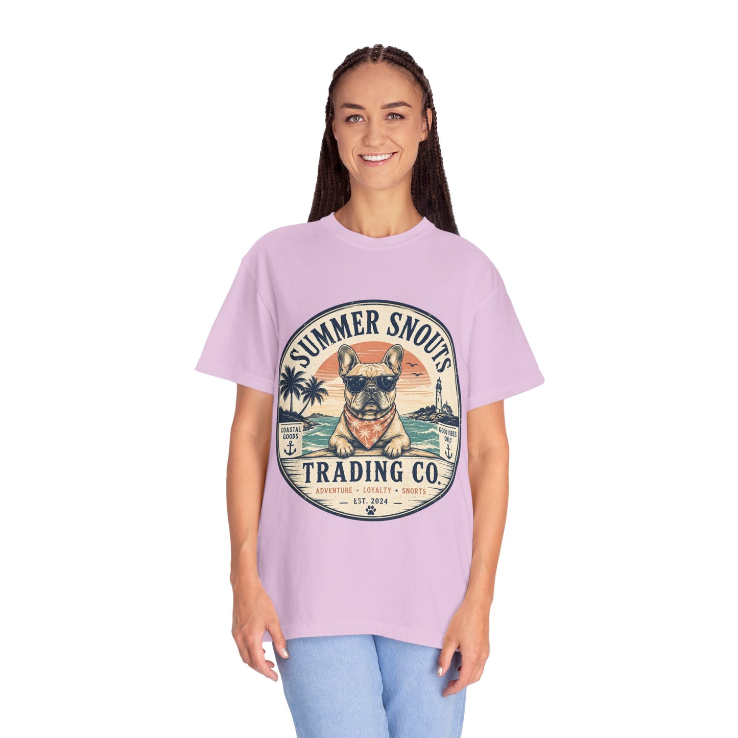 Summer Snouts Trading Co. T-Shirt — Vintage Beach French Bulldog Graphic Tee