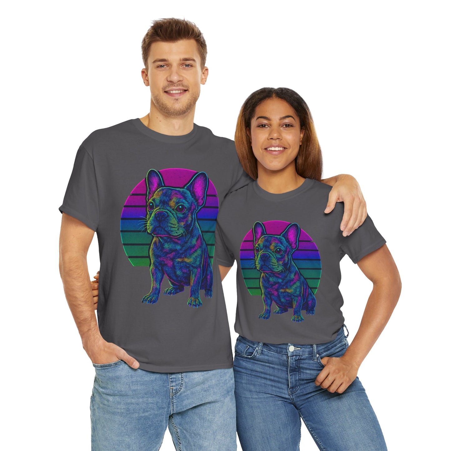 Neon French Bulldog T-Shirt | Retro 80s Frenchie Tee | Colorful Dog Lover Shirt | Electric Frenchie Gift for Men & Women