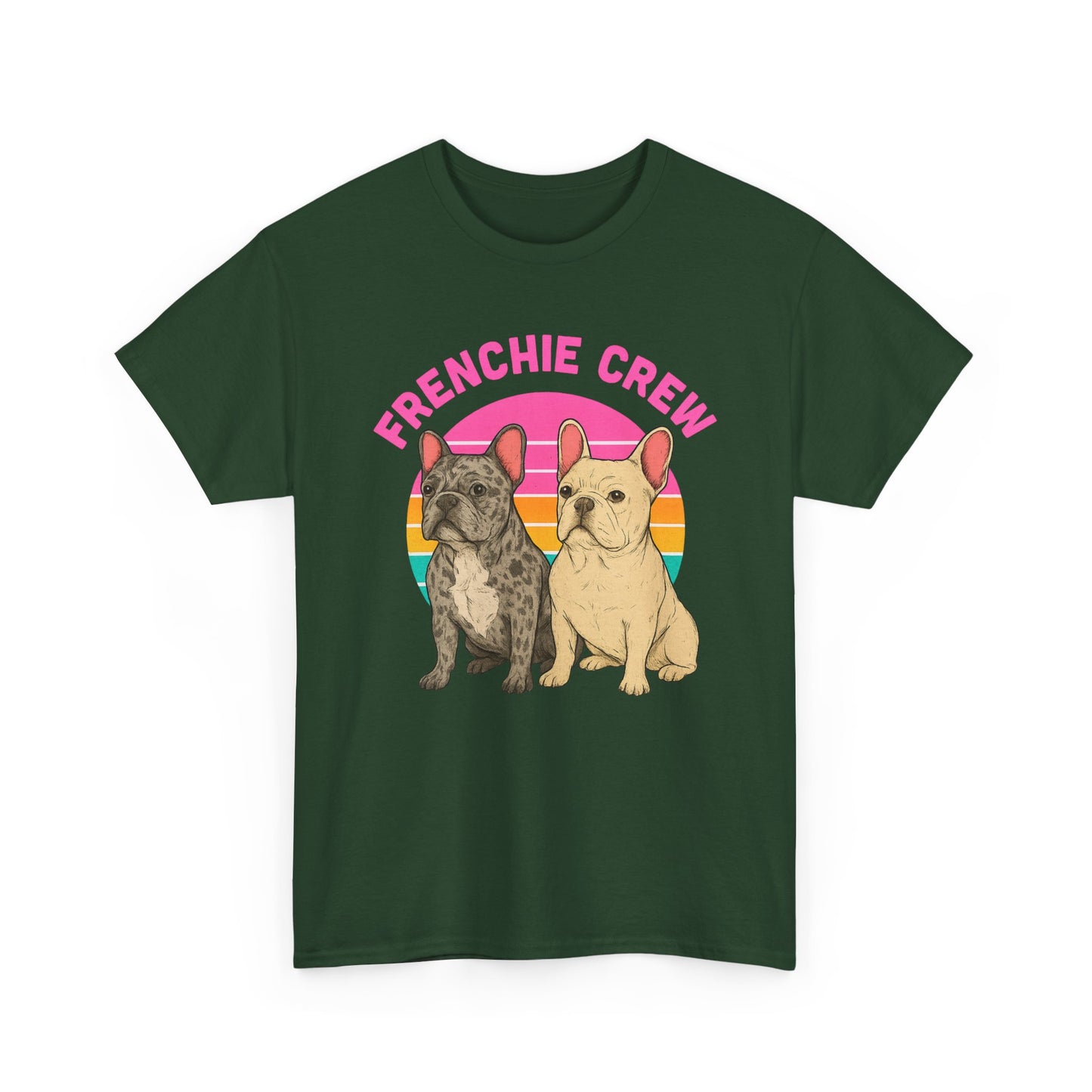 Frenchie Crew T-Shirt | Retro French Bulldog Tee | Merle & Cream Frenchie Dog Lover Shirt | Cute Gift for Frenchie Moms & Dads
