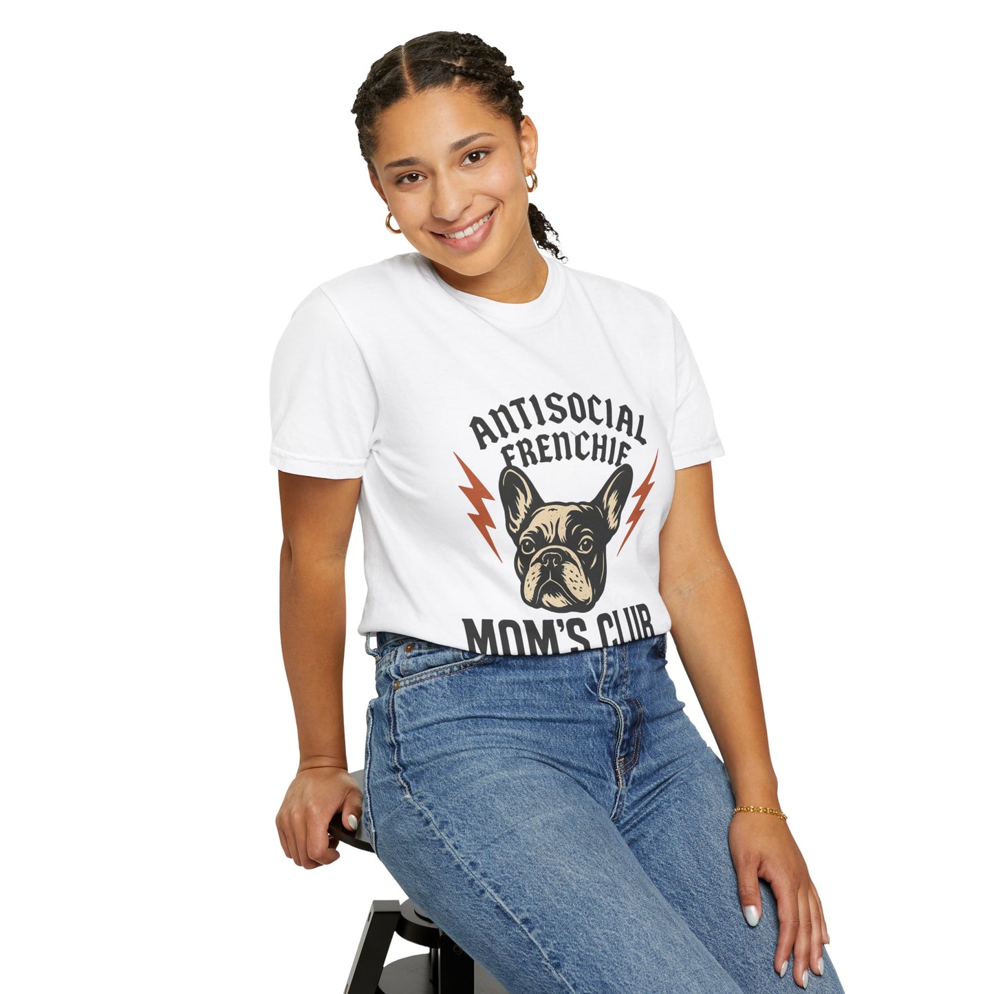 Antisocial Frenchie Mom’s Club Shirt – Retro French Bulldog Mom Tee, Funny Frenchie Lover Gift, Vintage Dog Mom Graphic T-Shirt