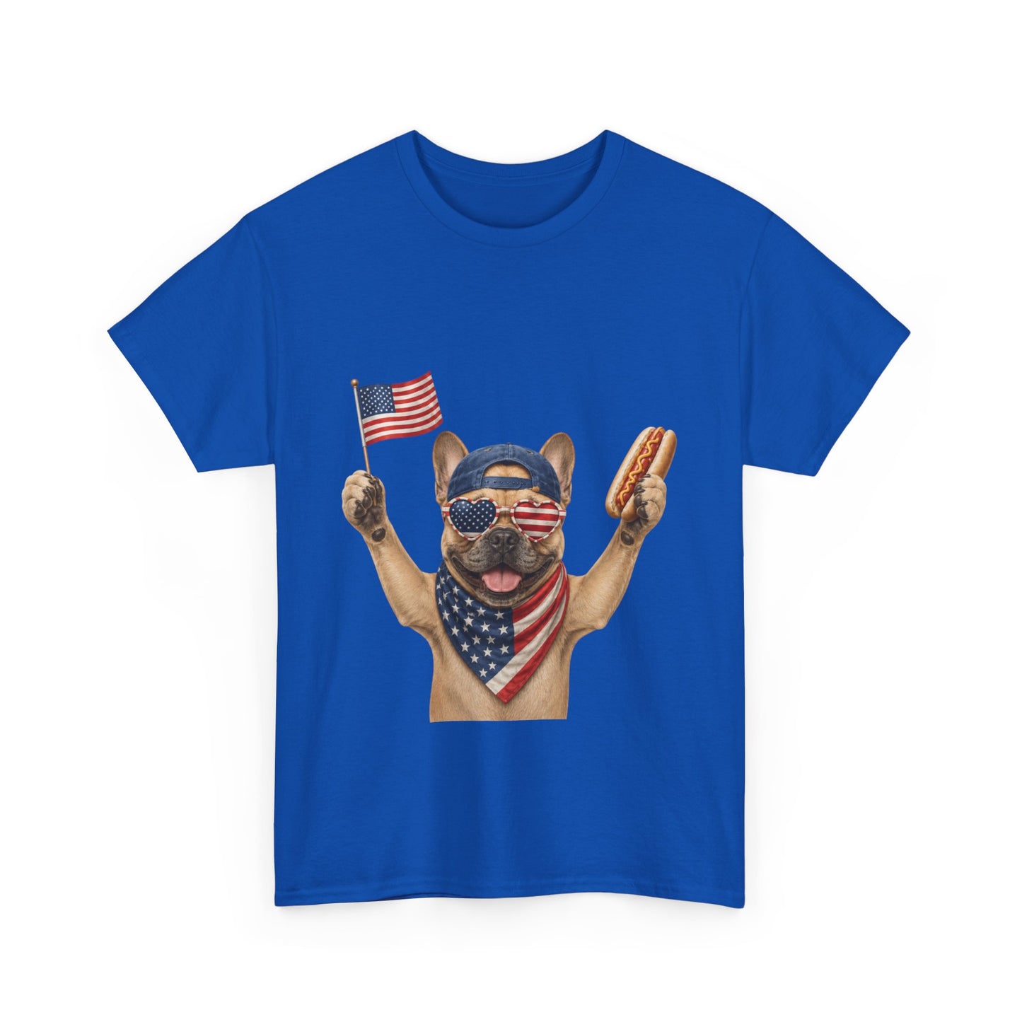 Patriotic French Bulldog Shirt, Funny Frenchie 4th of July Tee, American Flag Dog Shirt, Hot Dog French Bulldog Gift, USA Dog Lover Shirt