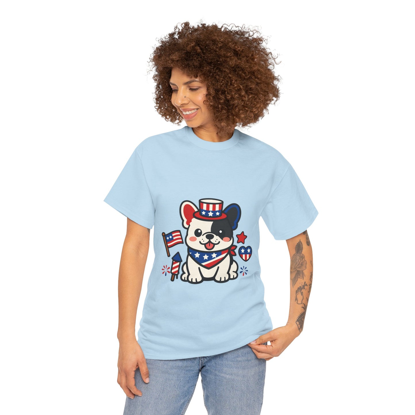 Cute Patriotic French Bulldog Shirt, Kawaii frenchie Fourth of July Tee, American Flag Puppy Shirt, USA Dog Lover Gift, Patriotic Frenchie
