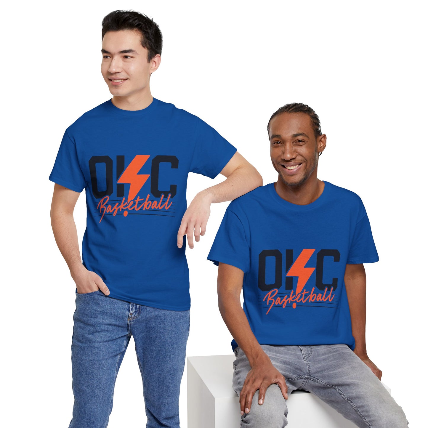 OKC Basketball Lightning Bolt Shirt • Retro Oklahoma City Hoops Tee • Blue & Orange Game Day T-Shirt • Local Basketball Fan Gift
