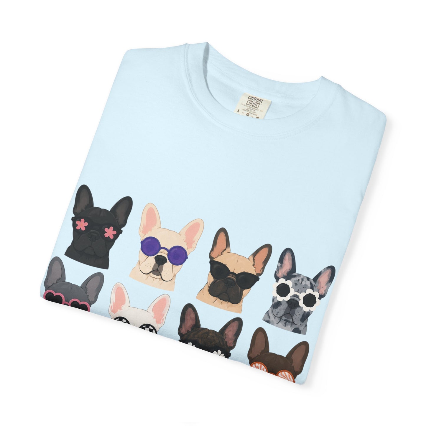 French Bulldog Sunglasses Shirt, Frenchie Faces Tee, Cute French Bulldog Shirt, Colorful Frenchie Dog Lover Gift, Dog Mom Graphic Tee