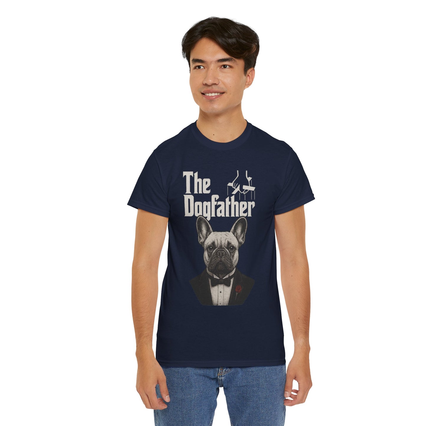 The Dogfather French Bulldog T-Shirt | Funny Dog Dad Tee | Frenchie Lover Gift | Mafia Style Pet Parent Graphic Shirt