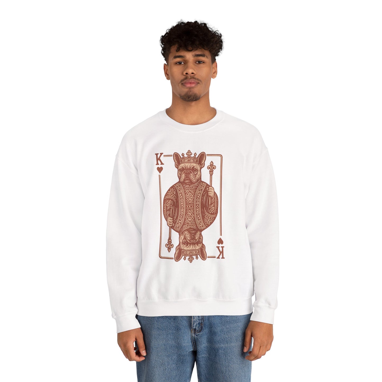 King French Bulldog Sweatshirt, Frenchie Playing Card Crewneck, Royal French Bulldog Pullover, King of Hearts Frenchie Sweatshirt, Vintage Dog Lover Gift