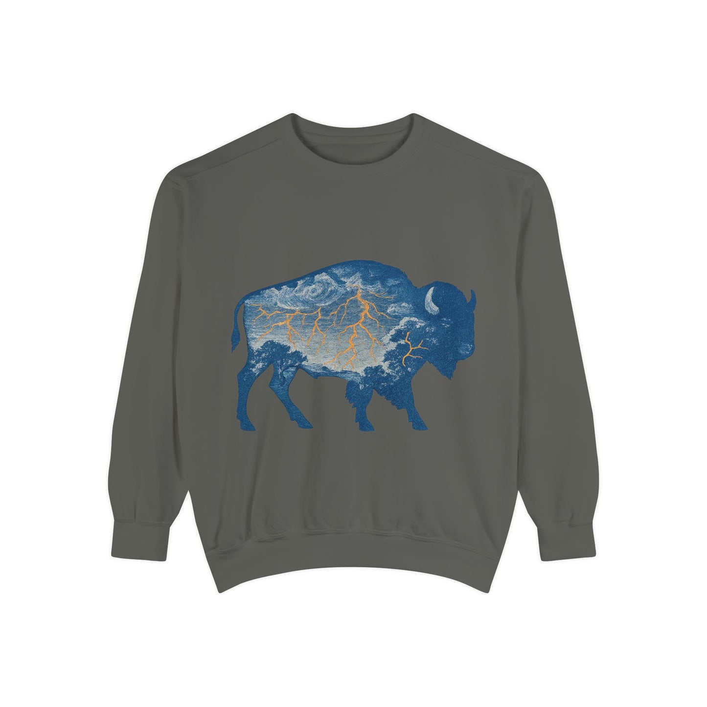 OKC Inspired Buffalo Pullover | Oklahoma Bison Lightning Sweatshirt | Retro Oklahoma Basketball Fan Sweater | Unisex