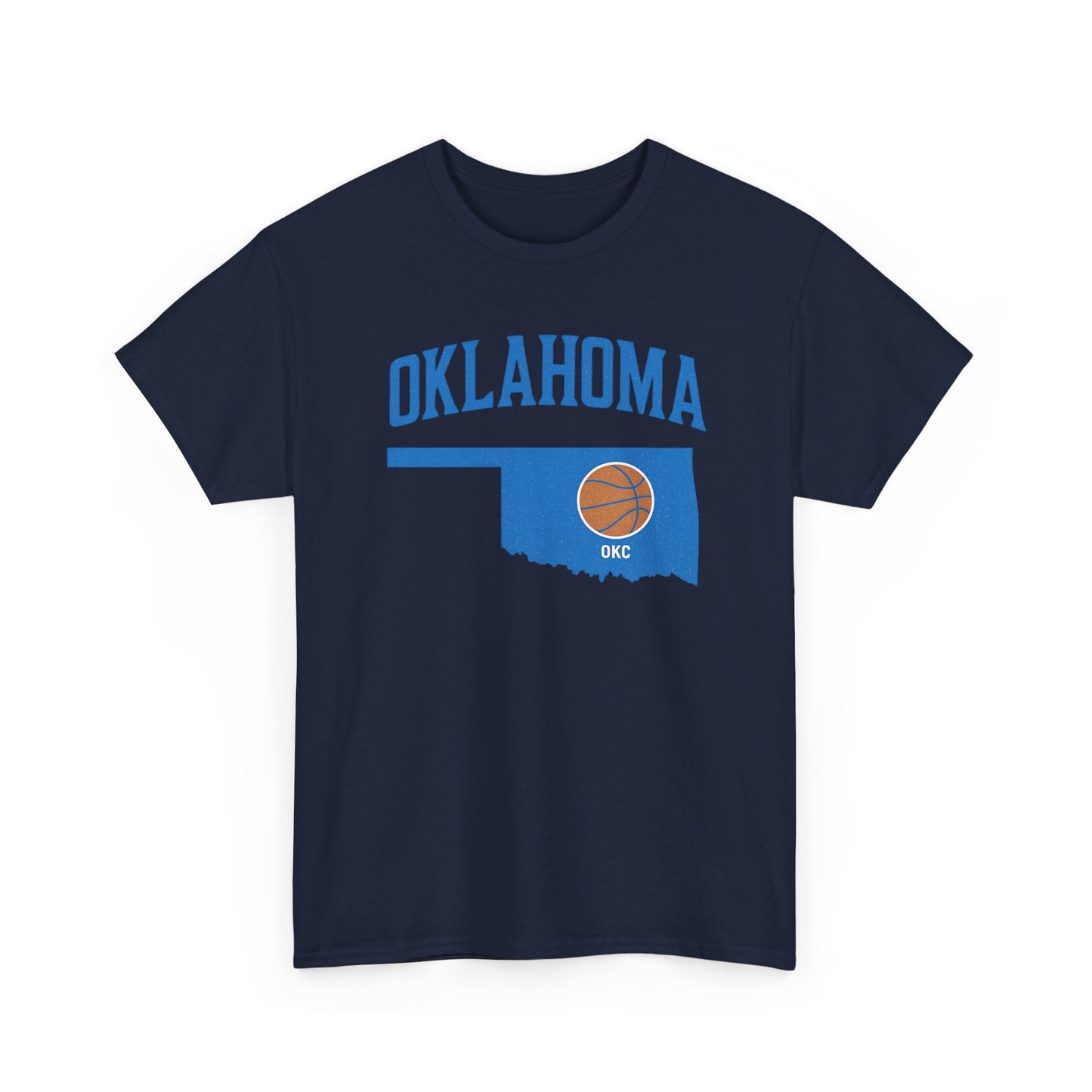 Oklahoma City Basketball Shirt | OKC Basketball Style Tee | Blue & Orange Oklahoma State T-Shir