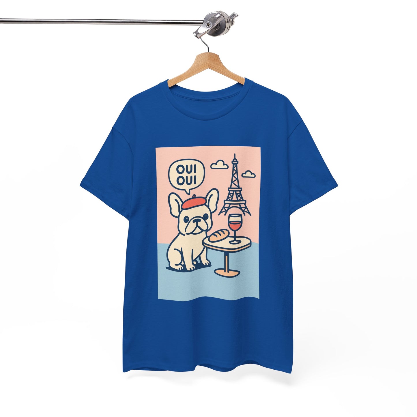 Oui Oui Frenchie Paris T-Shirt – Cute French Bulldog Café Tee, Paris Dog Lover Shirt, Beret & Baguette Graphic, French Bulldog Gift for Women & Men