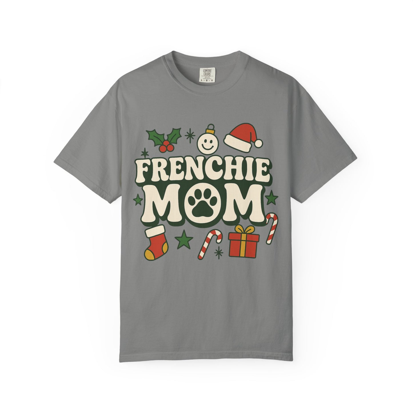 Merry Frenchie Mom T-Shirt | Christmas Dog Mom Tee | Festive French Bulldog Top | Cute Holiday Dog Lover Gift Shirt