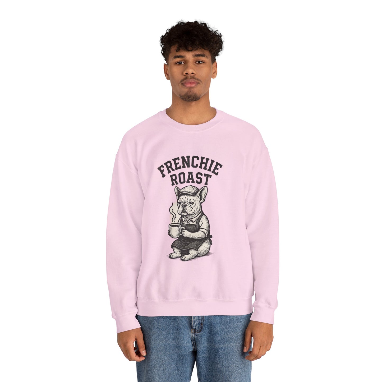 Frenchie Roast Sweatshirt • French Bulldog Coffee Lover Sweater • Cute Barista Dog Pullover • Frenchie Mom Gift • Cozy Dog Lover Crewneck