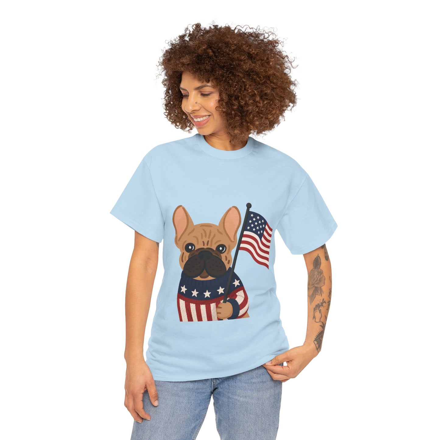 Patriotic French Bulldog Shirt, American Flag Frenchie Tee, Fourth of July Dog Lover Shirt, USA French Bulldog Gift, Patriotic Puppy Sweater Tee