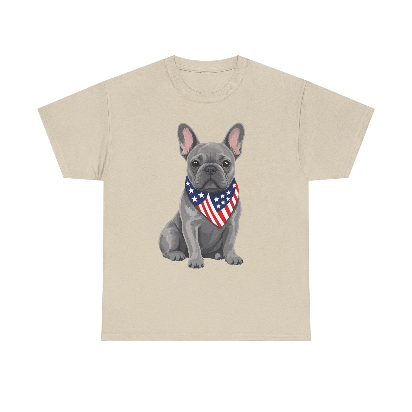 Patriotic French Bulldog Shirt, Blue Frenchie American Flag Bandana Tee, Fourth of July Dog Lover Shirt, USA French Bulldog Gift