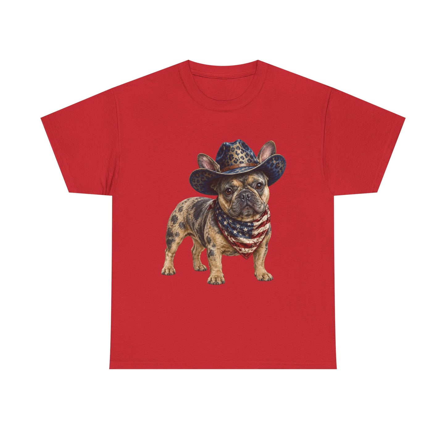 Patriotic Merle French Bulldog Shirt, Cowboy Frenchie Tee, American Flag Bandana Dog Shirt, Fourth of July French Bulldog Gift