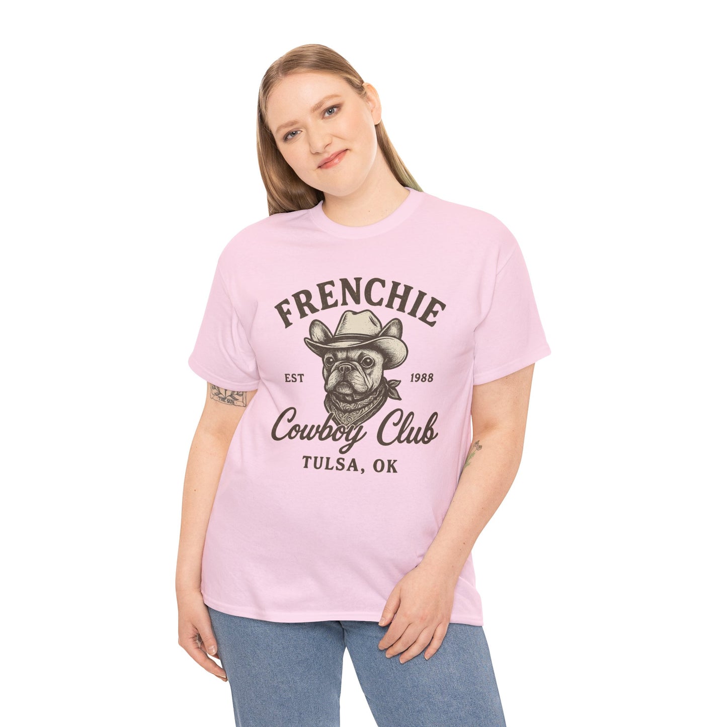Frenchie Cowboy Club T-Shirt | Western French Bulldog Tee | Tulsa Oklahoma Dog Lover Shirt | Vintage Cowboy Graphic | Country Pet Gift