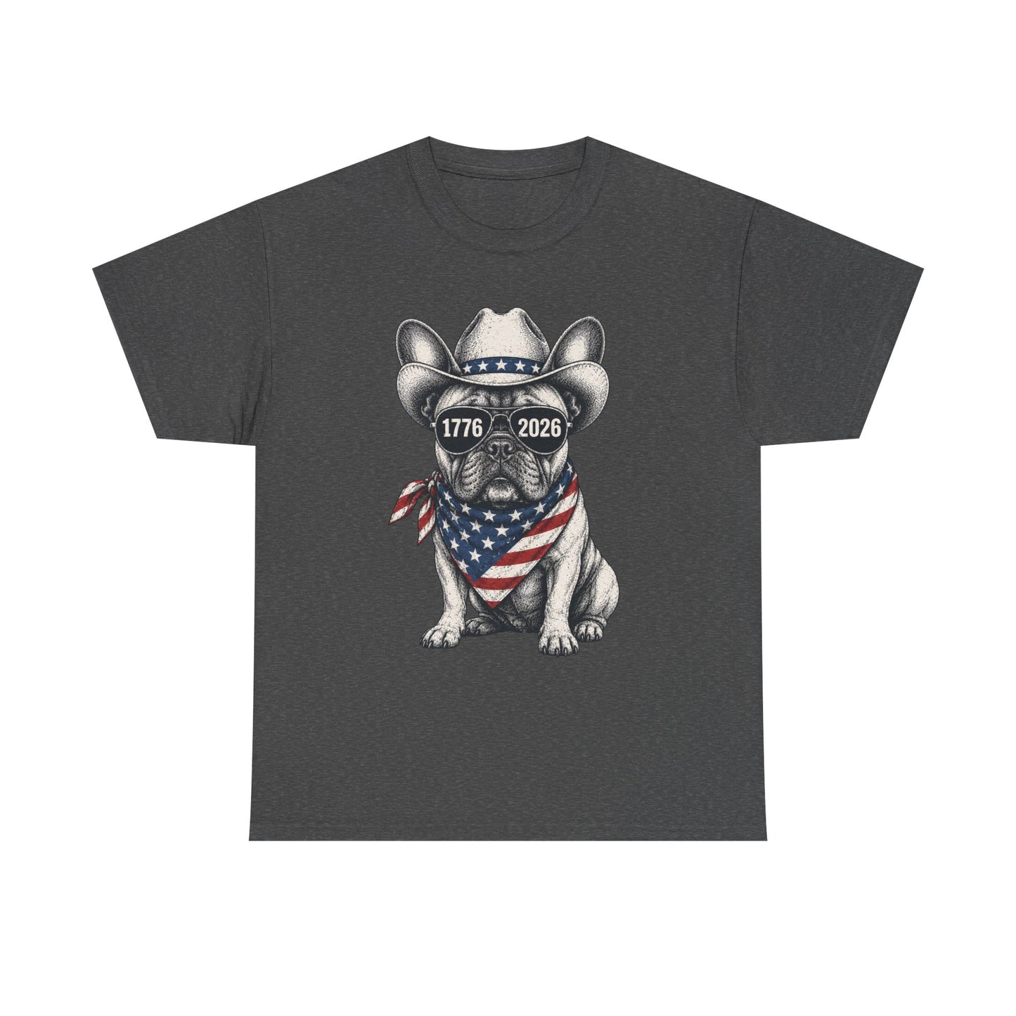 Patriotic French Bulldog Shirt, 250th Anniversary America Tee, 1776 2026 Frenchie Cowboy Shirt, 4th of July Dog Lover Gift