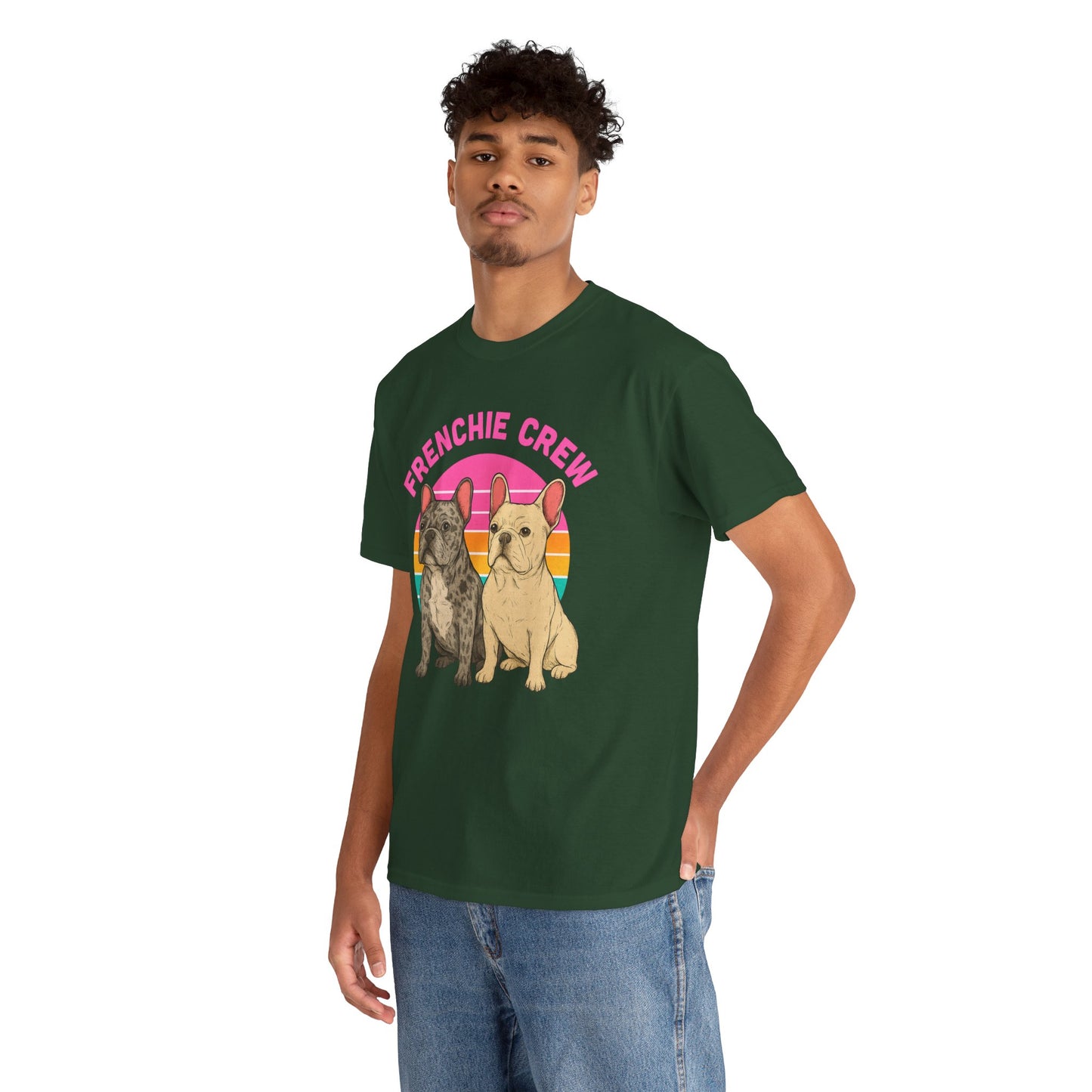 Frenchie Crew T-Shirt | Retro French Bulldog Tee | Merle & Cream Frenchie Dog Lover Shirt | Cute Gift for Frenchie Moms & Dads