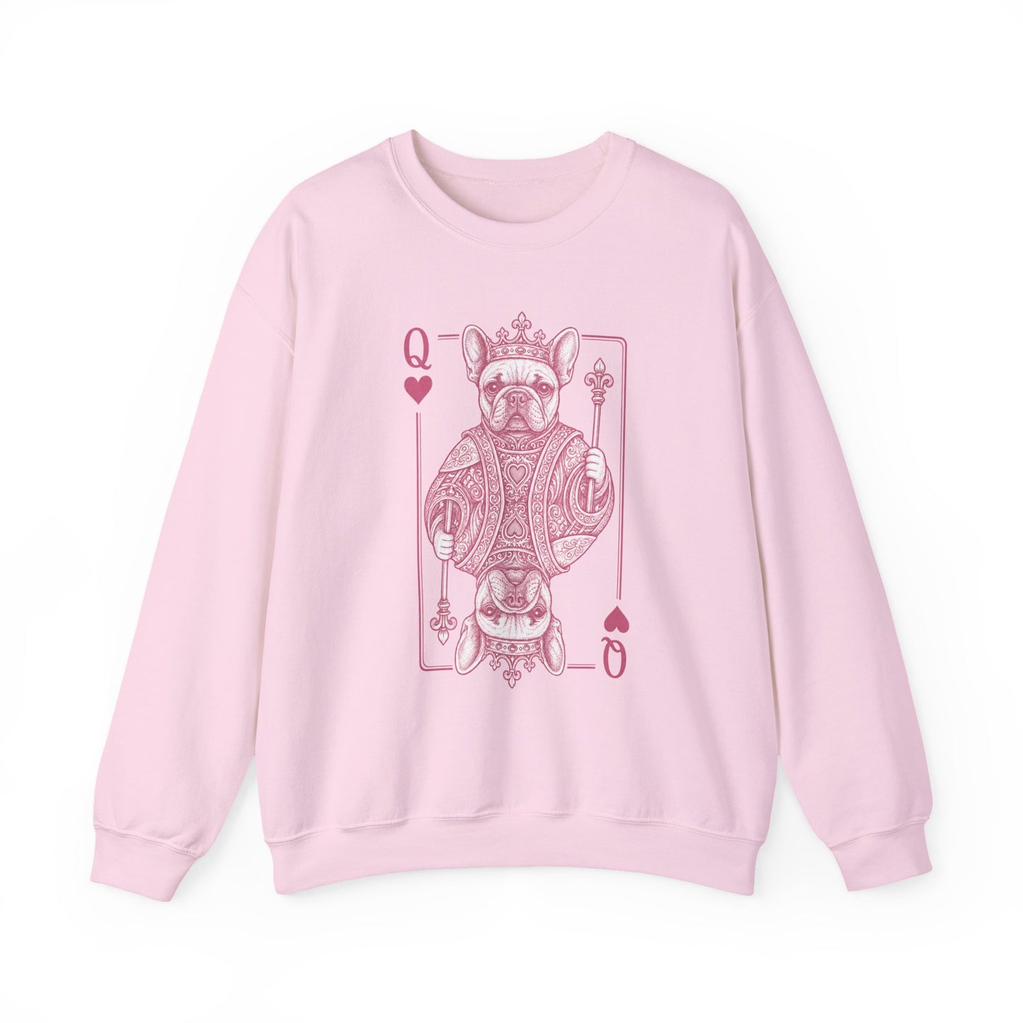 Queen of Hearts French Bulldog Sweatshirt, Frenchie Queen Playing Card Sweatshirt, Dog Mom Crewneck, Royal French Bulldog Gift, Cute Frenchie Sweatshirt