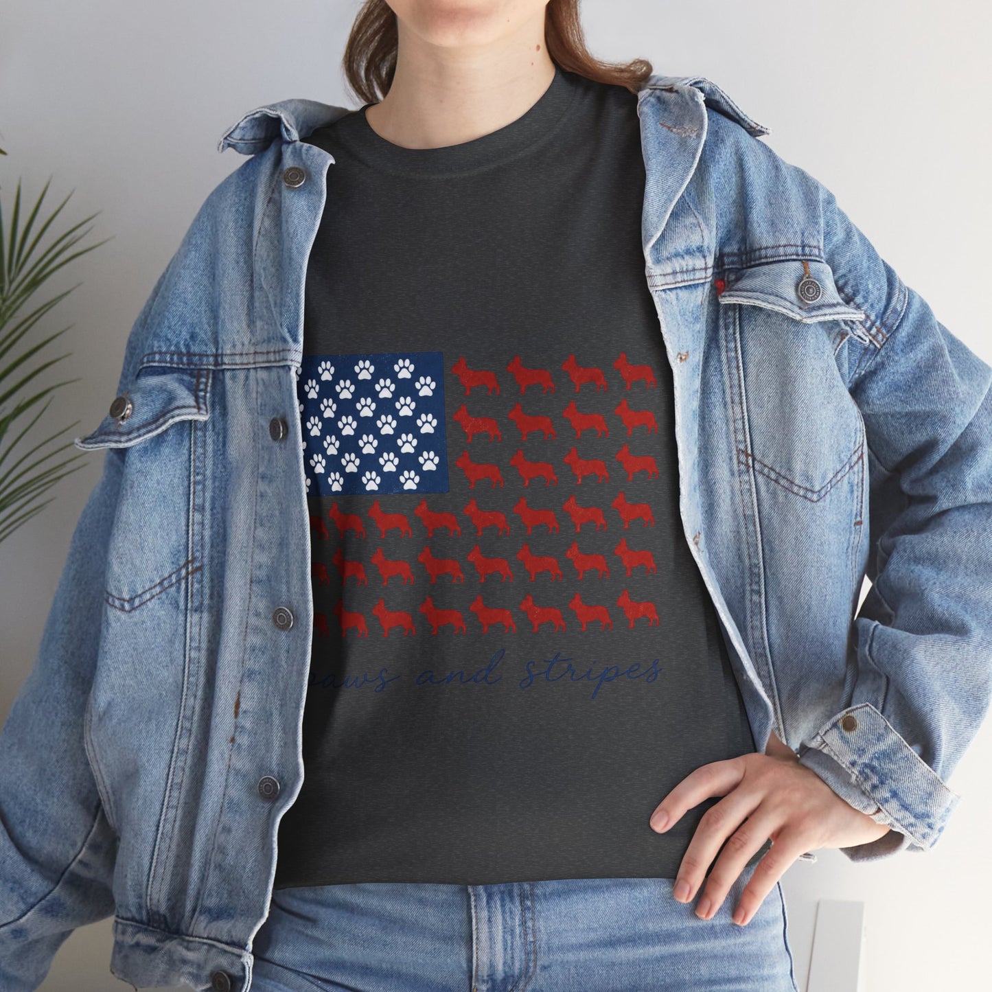 Paws and Stripes Shirt, Patriotic French Bulldog Tee, Frenchie American Flag Shirt, 4th of July Dog Lover Gift, USA Frenchie Tee