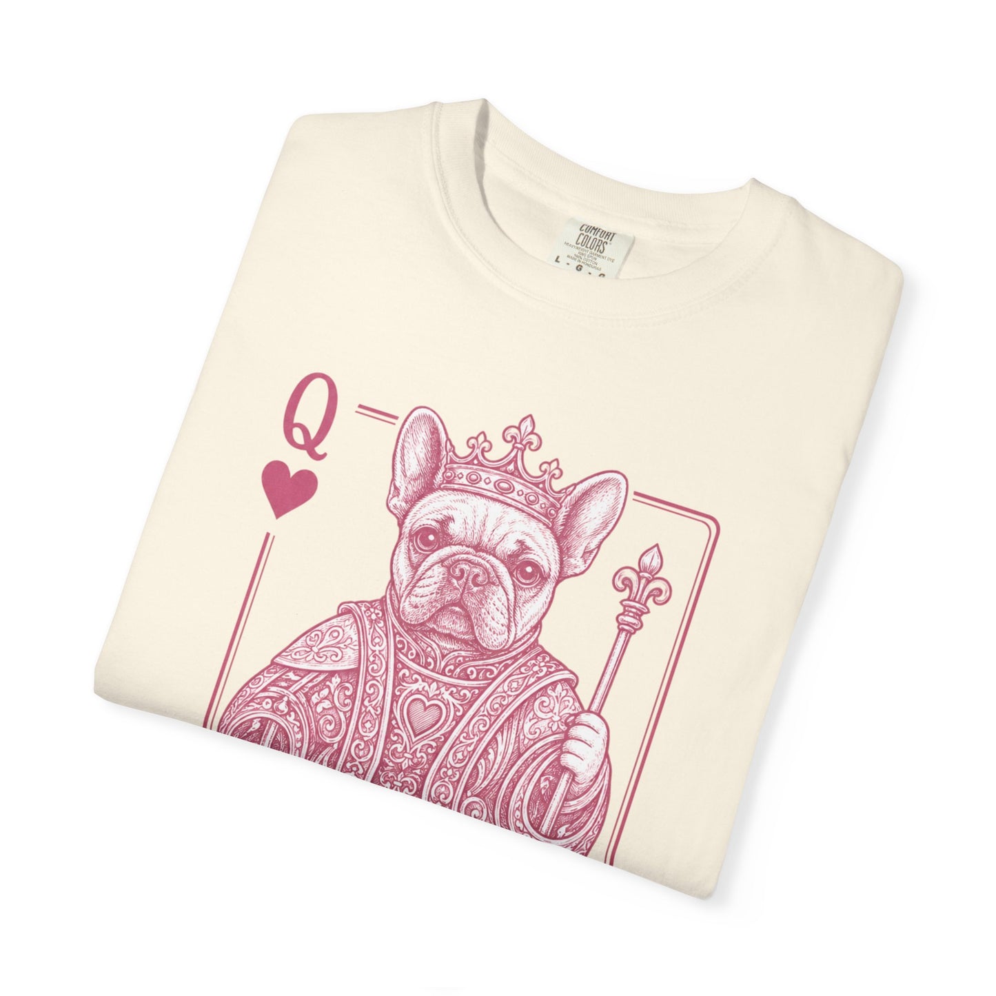 Queen of Hearts French Bulldog Shirt, Frenchie Queen Playing Card Tee, Dog Mom Gift, Cute French Bulldog Graphic Shirt, Royal Frenchie T-Shirt