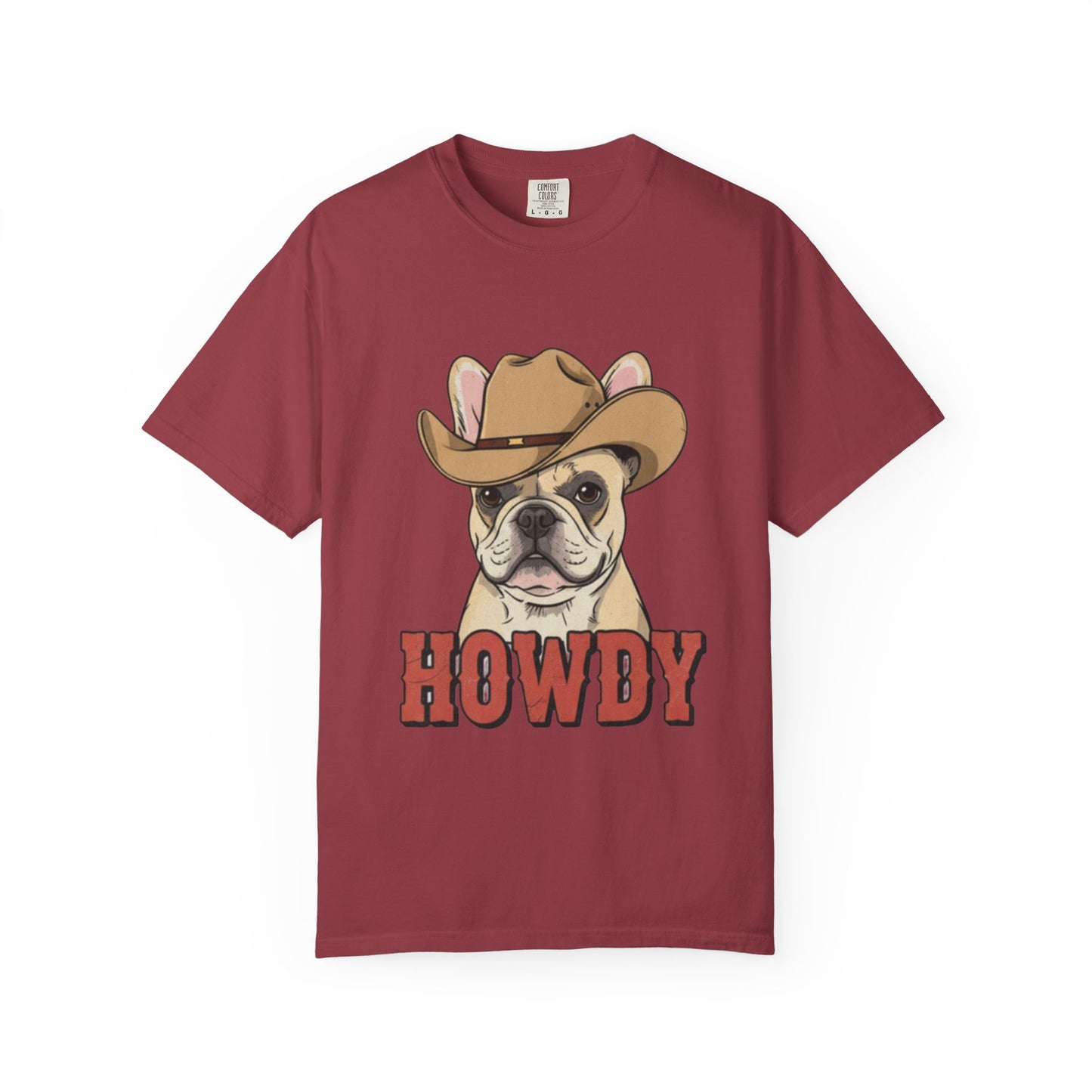 Howdy French Bulldog Cowboy T-Shirt | Western Frenchie Graphic Tee | Cute Dog Lover Country Shirt | Funny Gift for Him or Her
