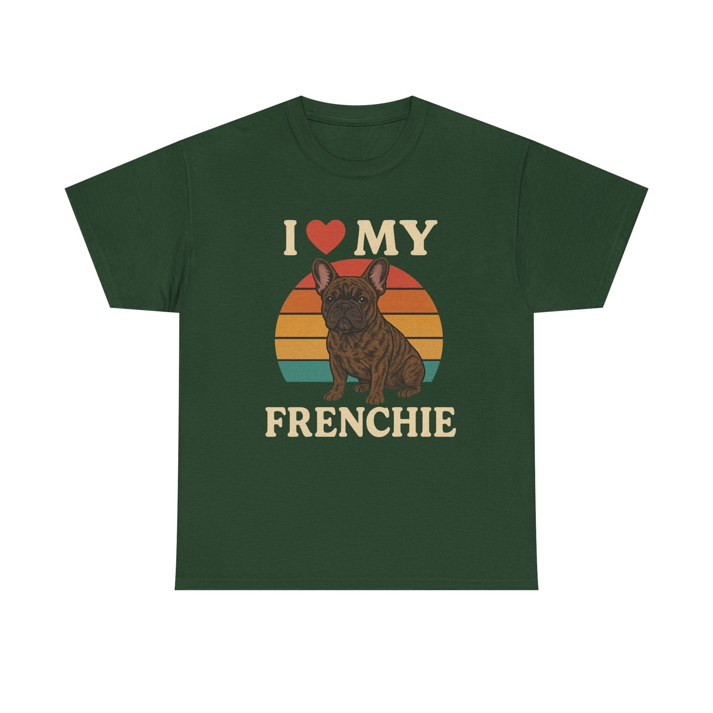 I Love My Frenchie T-Shirt | Retro French Bulldog Tee | Vintage Dog Lover Gift | Frenchie Mom & Dad Shirt | Brindle Bulldog Graphic Top