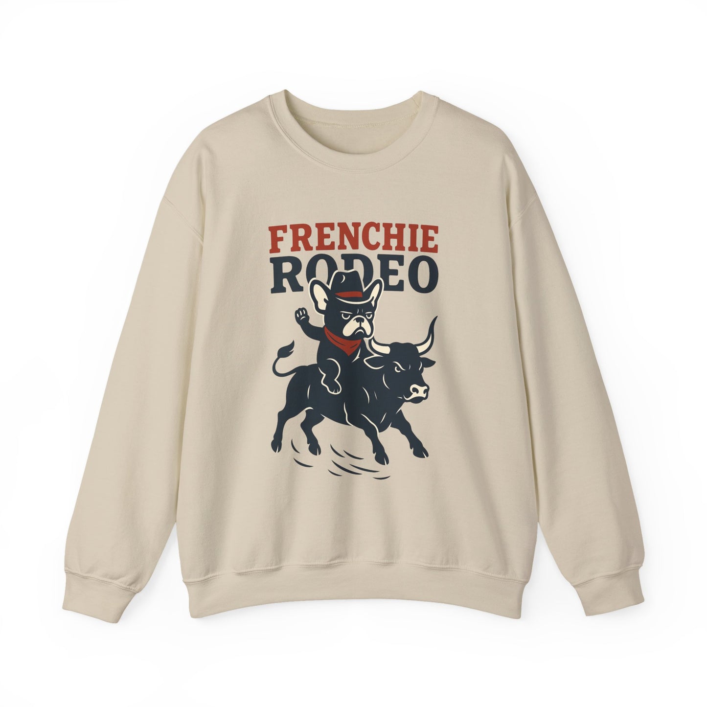 Frenchie Rodeo Sweatshirt – Cowboy French Bulldog Crewneck, Western Dog Lover Gift, Funny Rodeo Pullover for Pet Moms & Dads