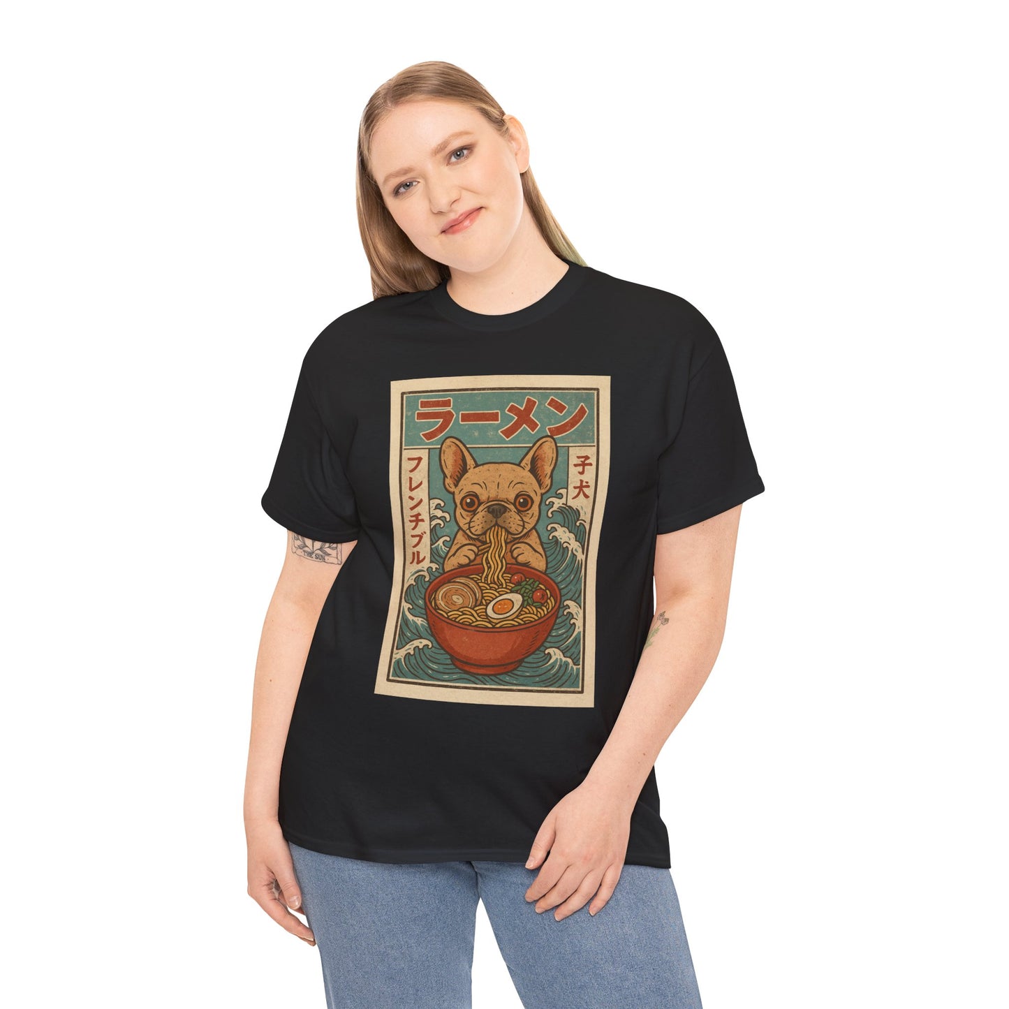 Frenchie Ramen T-Shirt – Vintage Japanese Poster Style French Bulldog Tee, Retro Dog Lover Shirt, Cute Anime-Inspired Gift