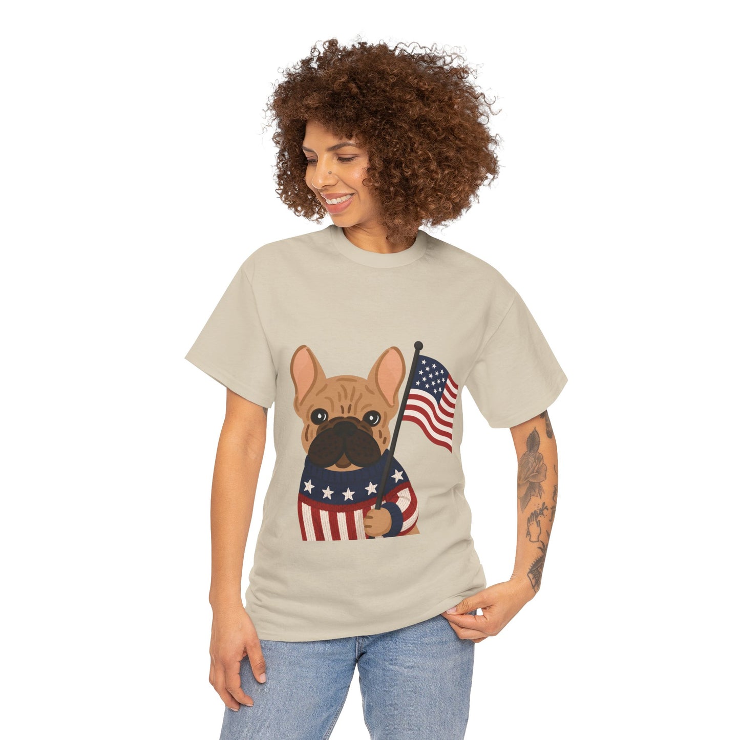 Patriotic French Bulldog Shirt, American Flag Frenchie Tee, Fourth of July Dog Lover Shirt, USA French Bulldog Gift, Patriotic Puppy Sweater Tee