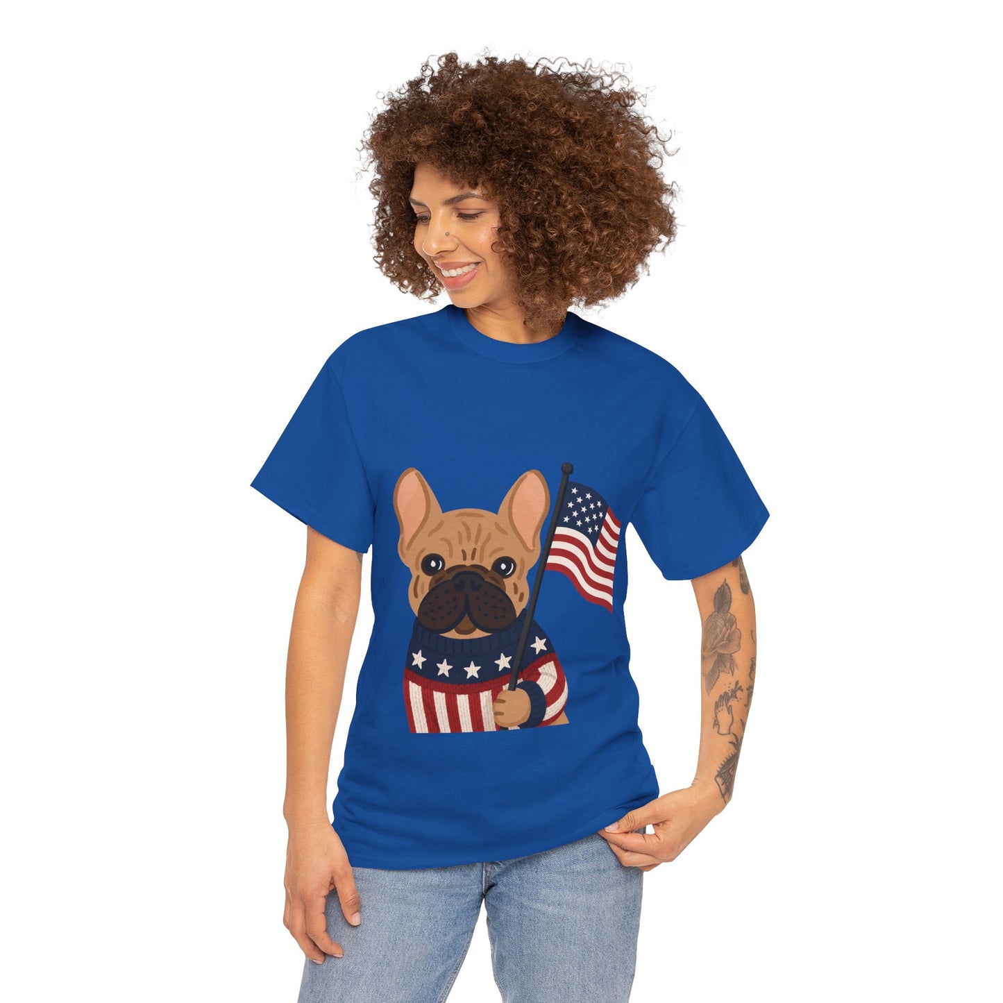 Patriotic French Bulldog Shirt, American Flag Frenchie Tee, Fourth of July Dog Lover Shirt, USA French Bulldog Gift, Patriotic Puppy Sweater Tee