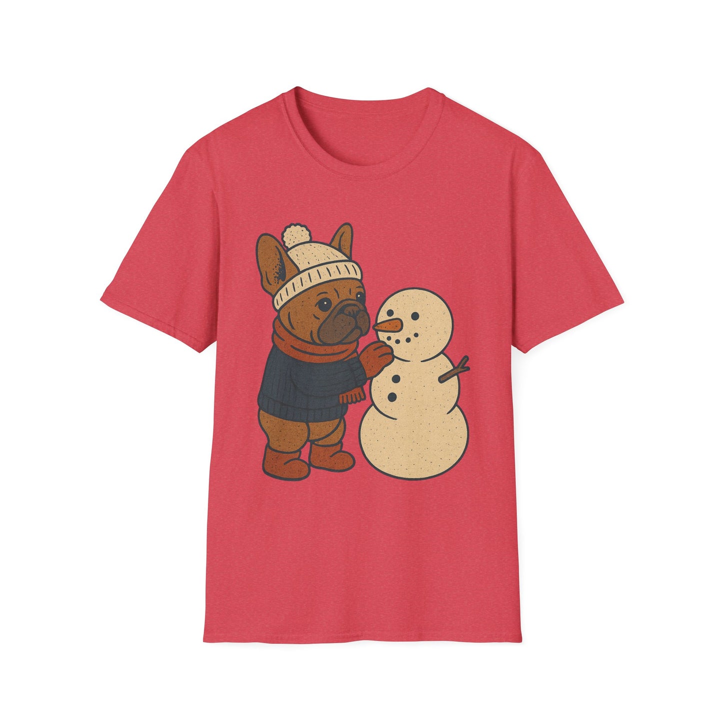 French Bulldog Snowman T-Shirt • Cute Winter Frenchie Tee • Holiday Dog Lover Shirt • Christmas Pup Graphic • Cozy Winter Pet Lover Gift