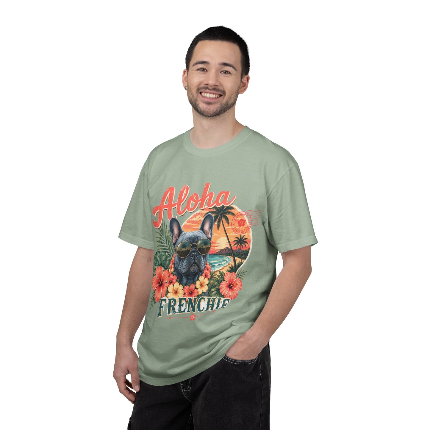 Aloha Frenchie T-Shirt — Hawaiian Sunset French Bulldog Tee