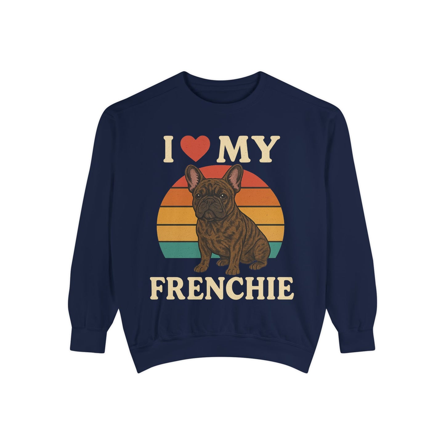 Retro Brindle French Bulldog Pullover | Vintage Frenchie Sweatshirt | Cute Dog Lover Gift | Unisex Cozy French Bulldog Sweater