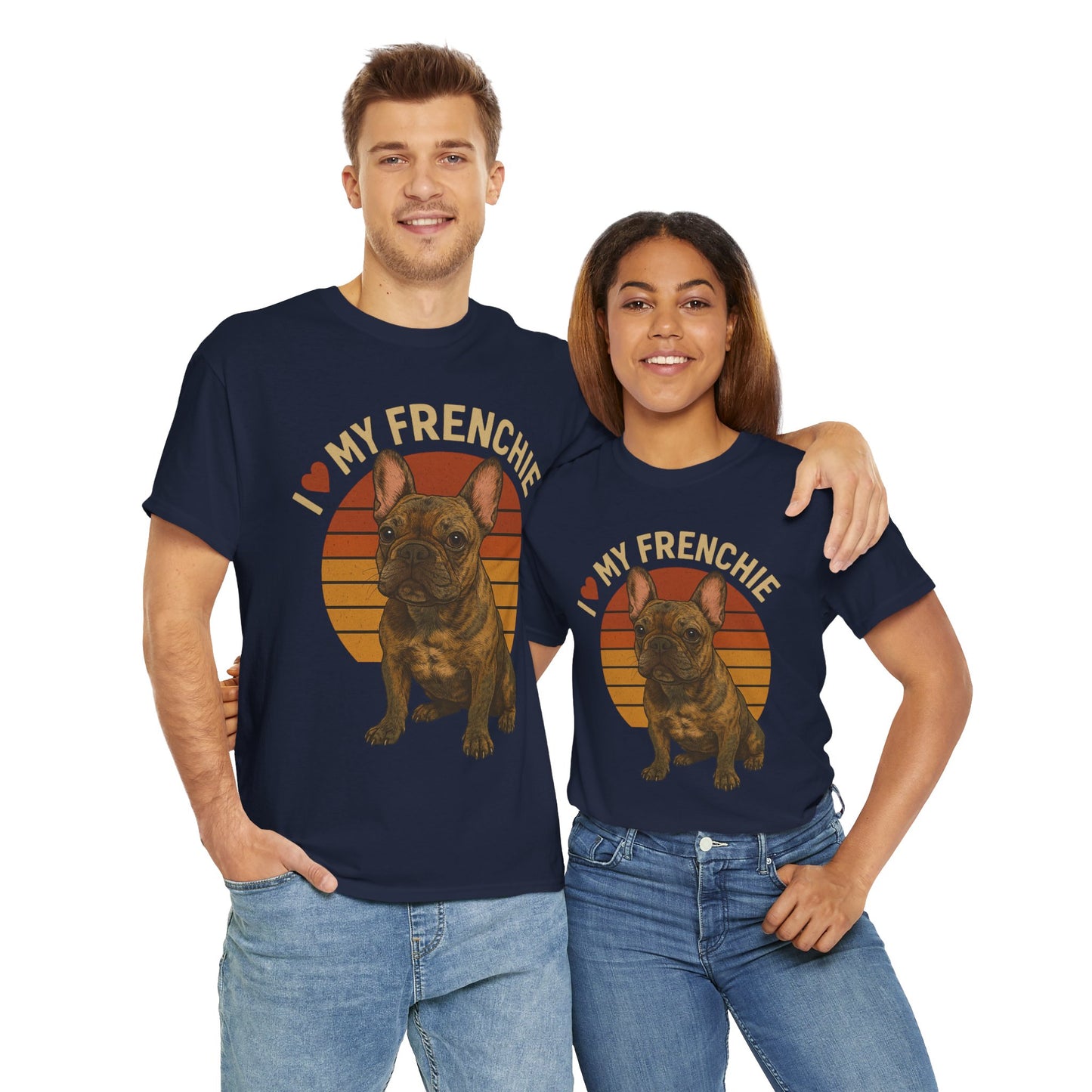 I Love My Frenchie T-Shirt | Brindle French Bulldog Retro Tee | Vintage Dog Lover Shirt | Frenchie Mom & Dad Gift