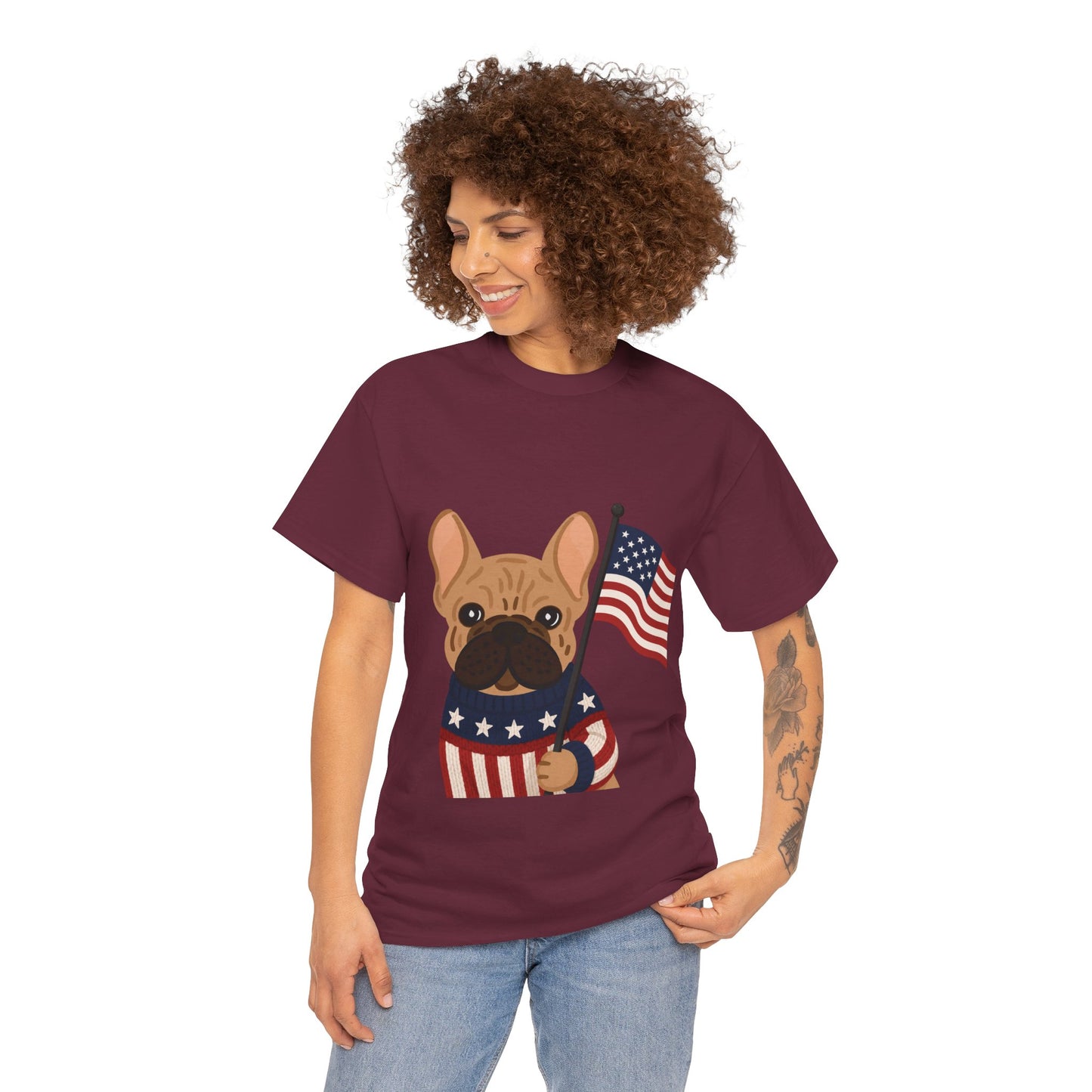 Patriotic French Bulldog Shirt, American Flag Frenchie Tee, Fourth of July Dog Lover Shirt, USA French Bulldog Gift, Patriotic Puppy Sweater Tee