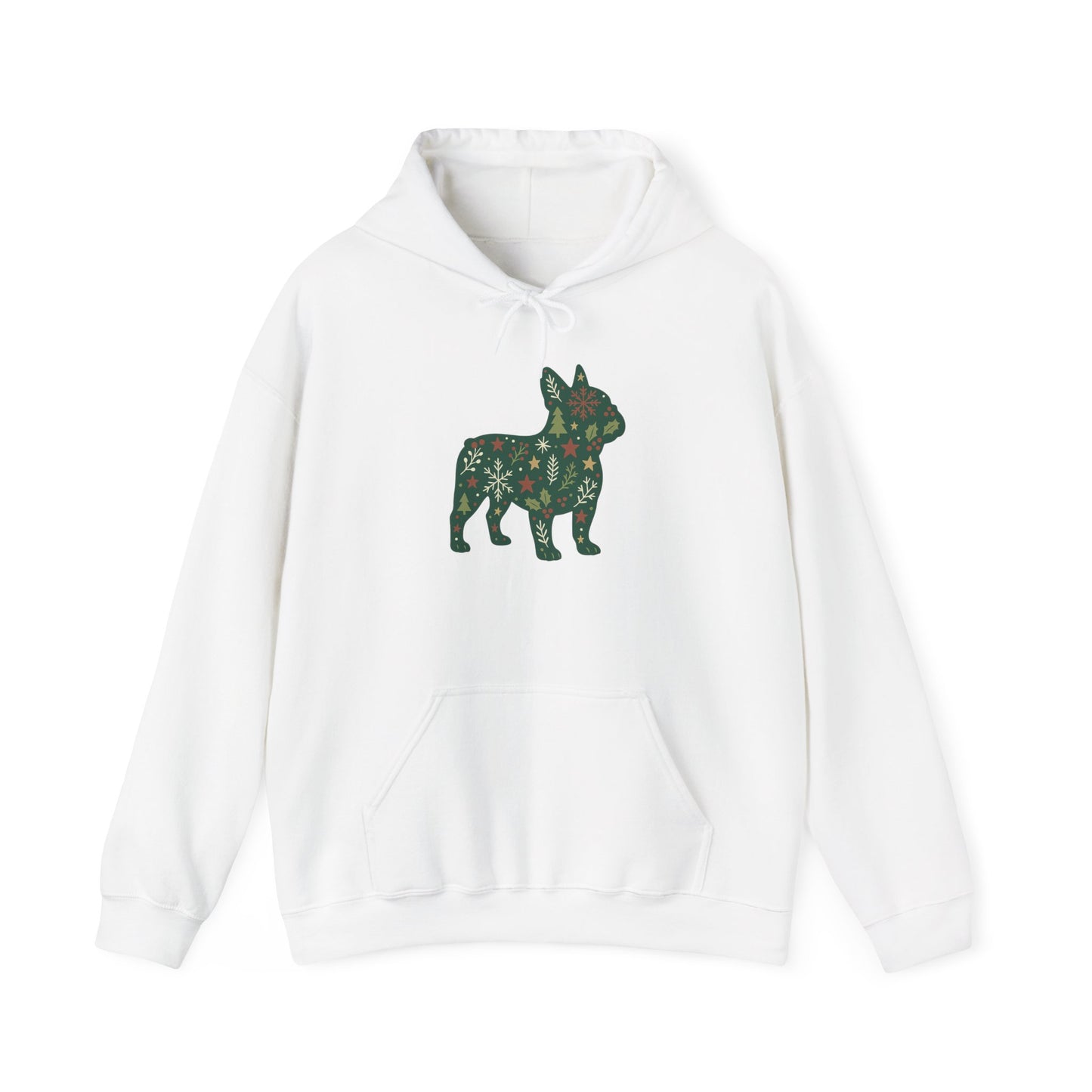 Christmas Frenchie Hoodie | Holiday French Bulldog Sweatshirt | Cute Dog Mom Gift | Frenchie Lover Xmas Hoodie | Winter Dog Silhouette Pullover