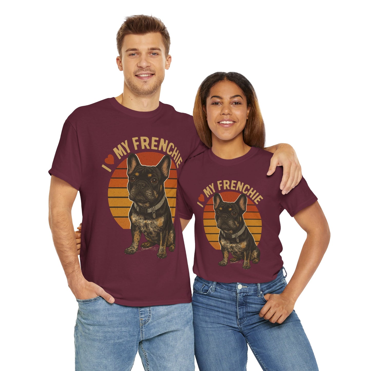 I Love My Frenchie T-Shirt | Retro French Bulldog Tee | Black & Tan Frenchie Gift | Vintage Dog Lover Shirt for Frenchie Moms & Dads