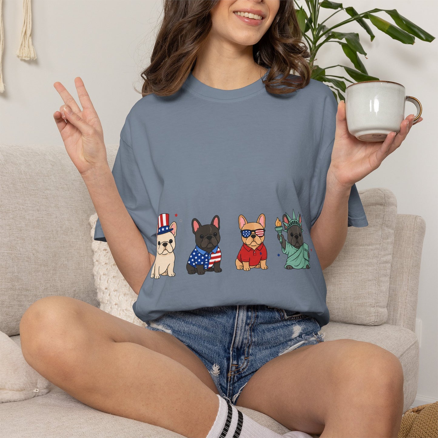 Patriotic French Bulldog Shirt, 4th of July Frenchie Tee, American Frenchie Shirt, USA Dog Lover Shirt, Independence Day French Bulldog Tee, Patriotic Dog Shirt, July Fourth Gift