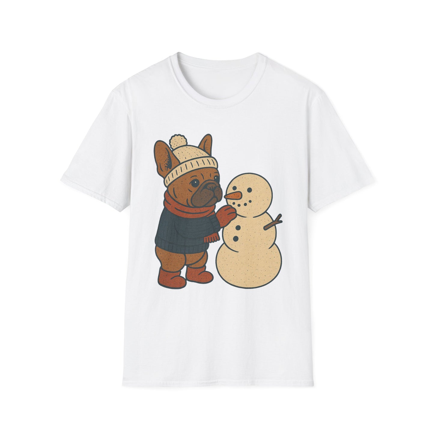 French Bulldog Snowman T-Shirt • Cute Winter Frenchie Tee • Holiday Dog Lover Shirt • Christmas Pup Graphic • Cozy Winter Pet Lover Gift