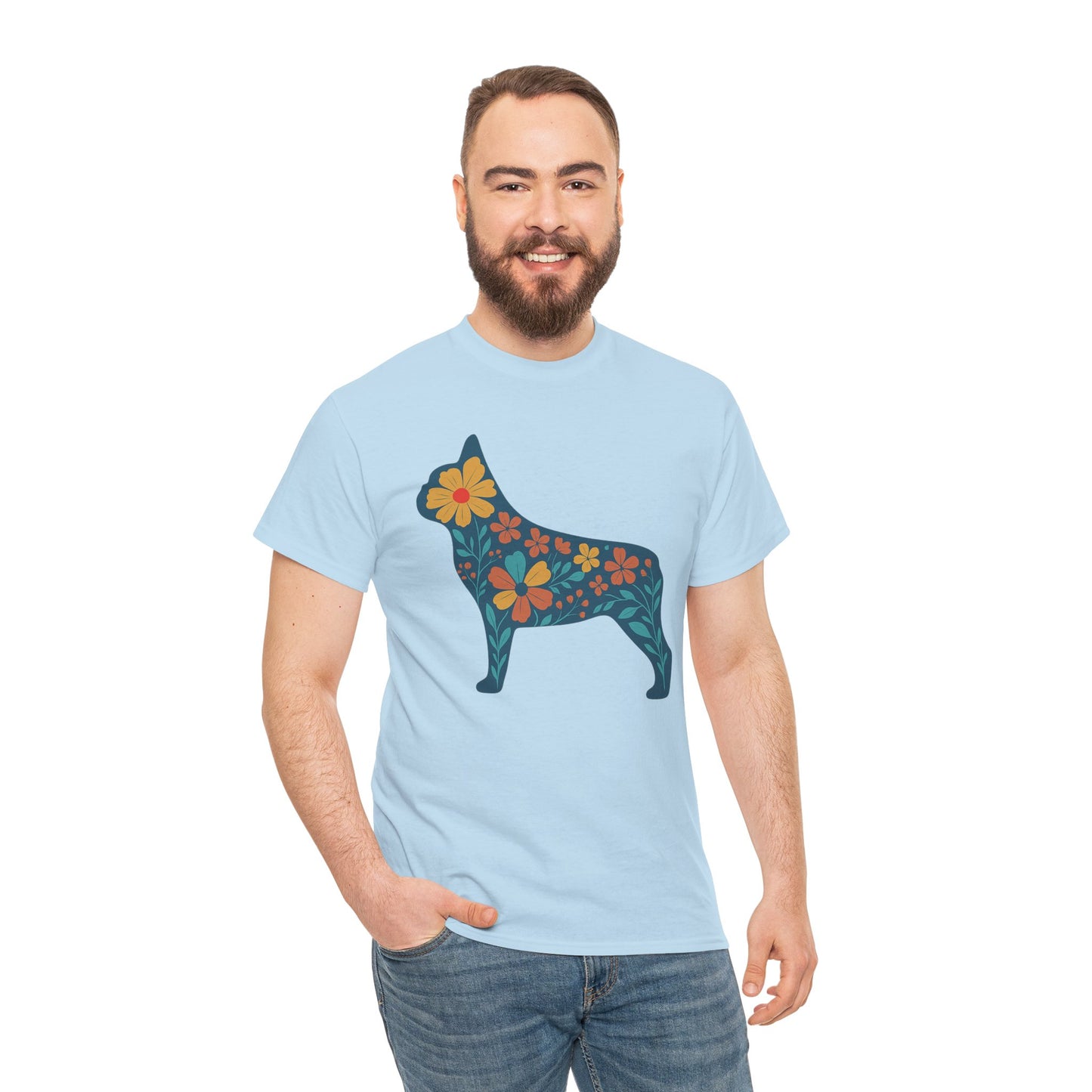 Floral Frenchie T-Shirt | Bright Flower French Bulldog Tee | Cute Dog Lover Shirt | Retro Pet Mom Gift | Boho Botanical Frenchie Graphic Tee